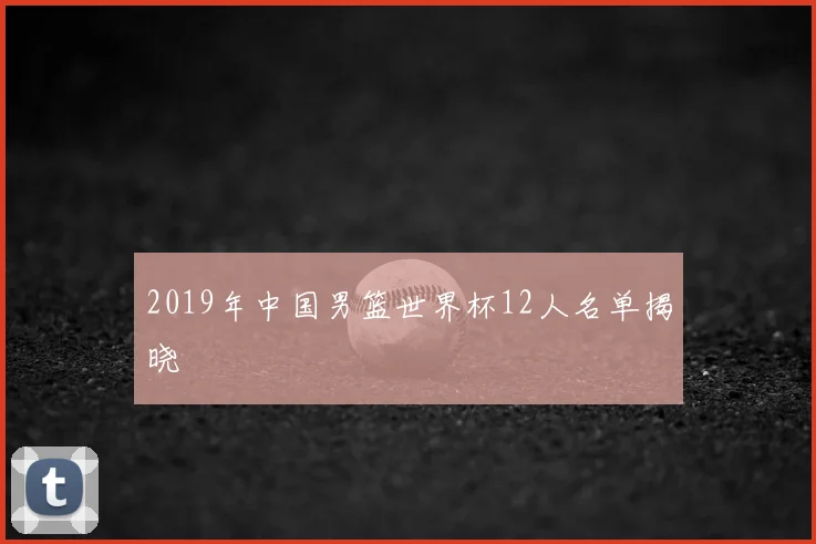 2019年中国男篮世界杯12人名单揭晓
